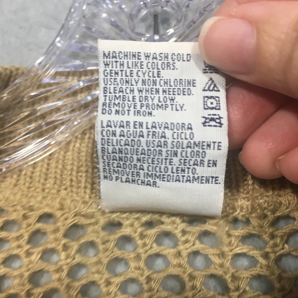 Faded Glory Large Tan Dolman 3/4 Sleeve Open Cardigan Tapered Hem Open Knit - Picture 10 of 12